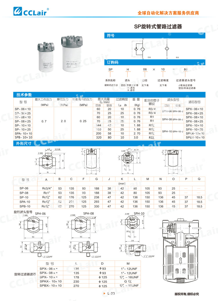 SP旋轉式管路過(guò)濾器